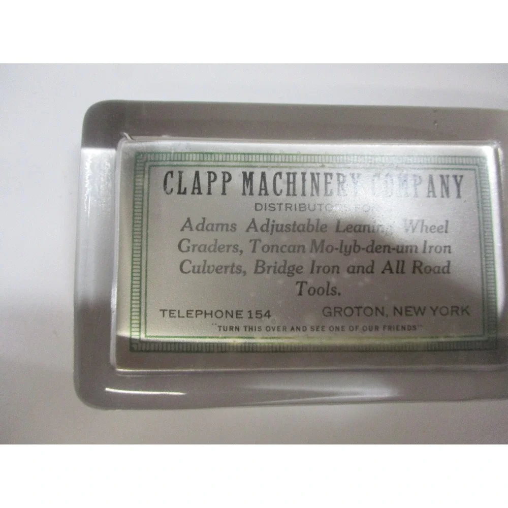 Antique Clapp Machinery Company Groton NY Mirror Back Paperweight